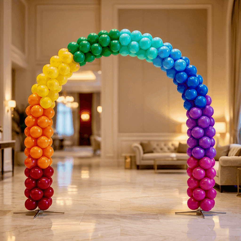 PilaMania ballonnenboog in elegante setting - herbruikbare entree decoratie