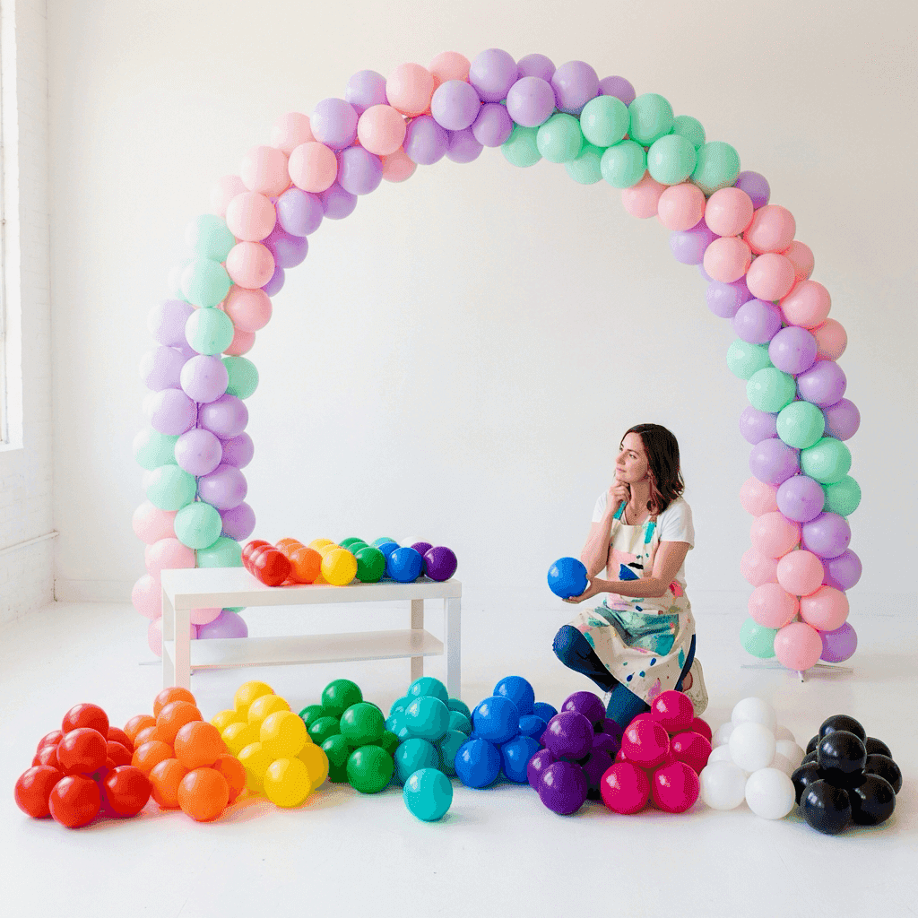 Modulaire PilaMania ballonnenboog met kleurenwisseling demonstratie