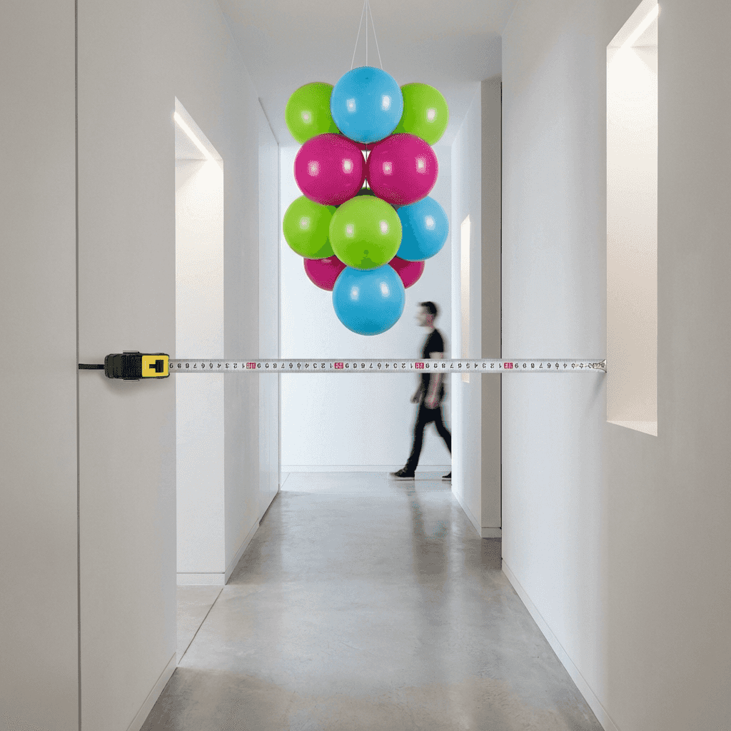 Compacte ballontros in kleine ruimte naast ingang