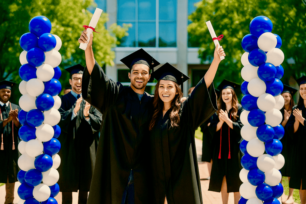 Ballonpilaar voor speciale gelegenheden, diploma uitreiking decoratie