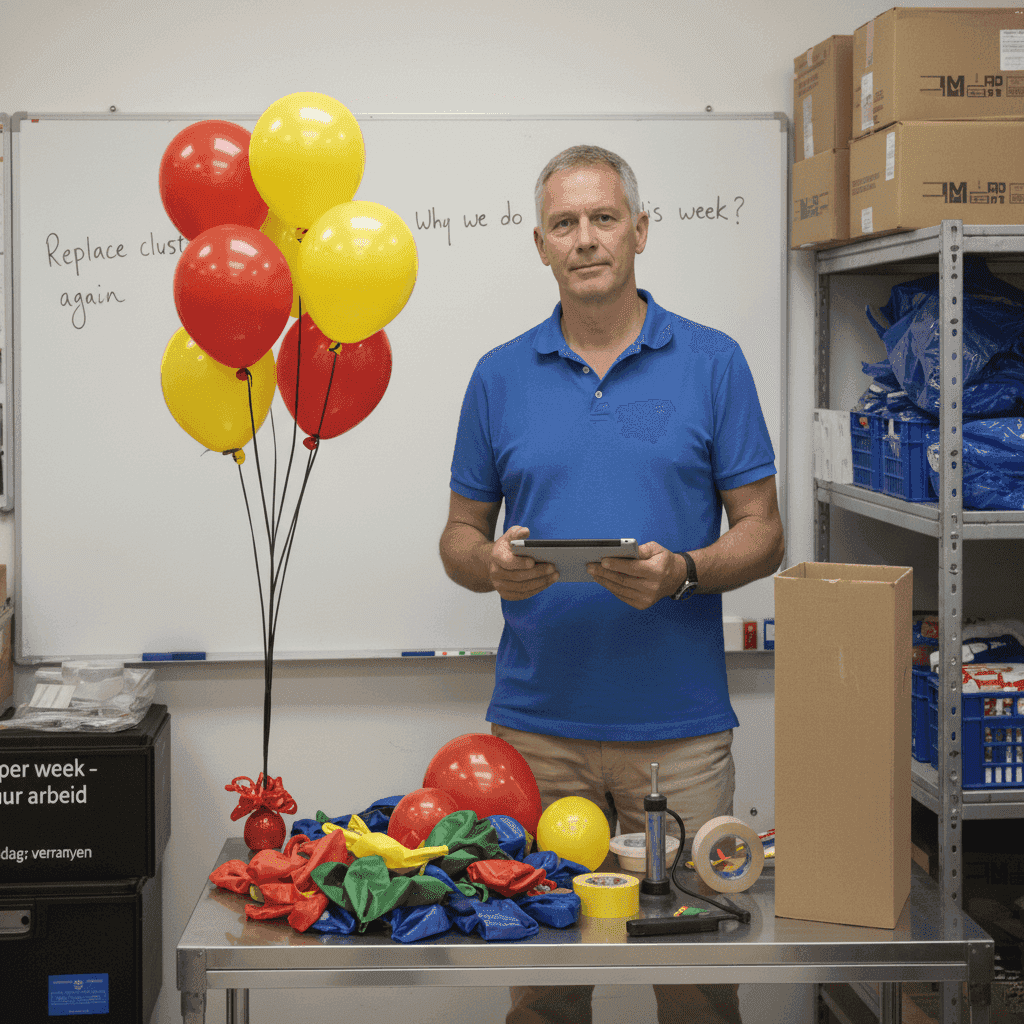 PilaMania oprichter in gesprek met retailmanager over frustraties met traditionele ballondecoratie, ontstaan van het ballon stoepbord concept