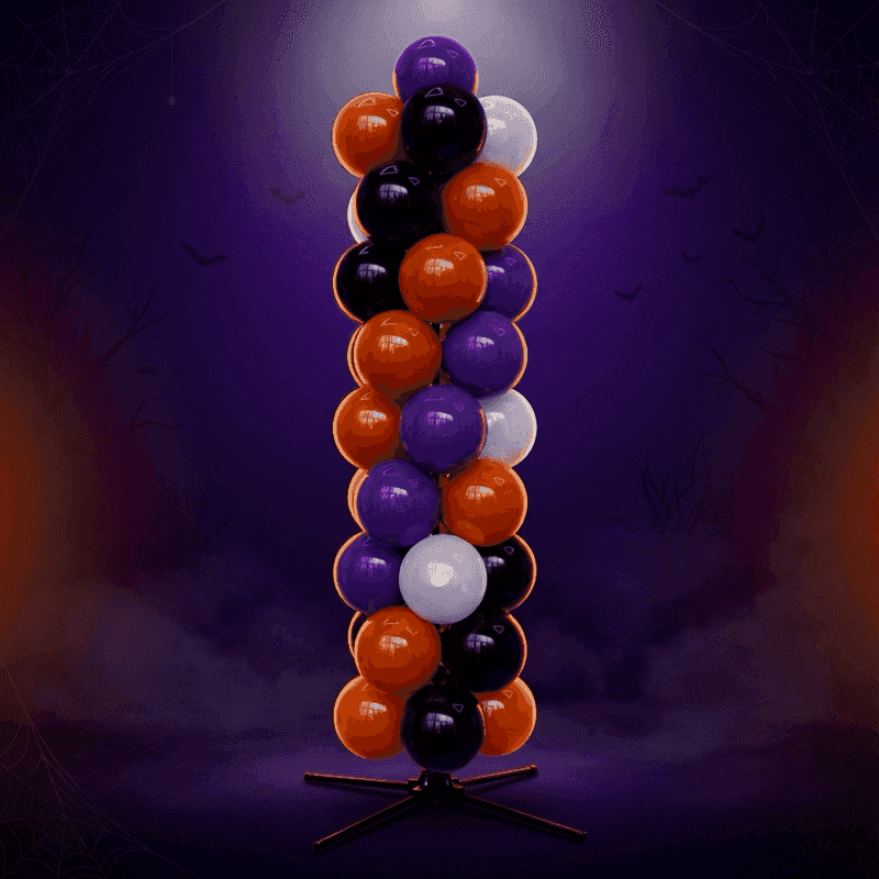 Oranje en zwarte Halloween ballonpilaar