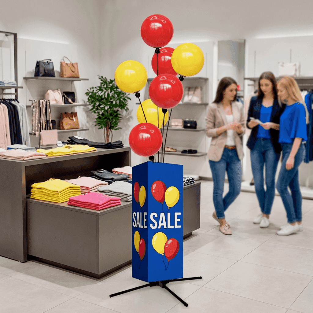 Ballondecoratie voor promoties en acties – PilaMania winkeldecoratie