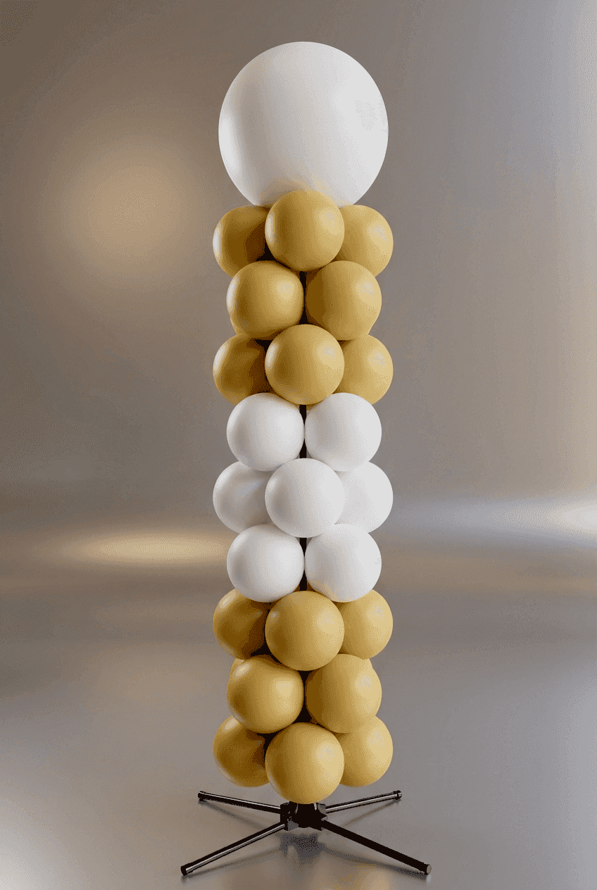 Elegante ballonpilaar in wit en goud
