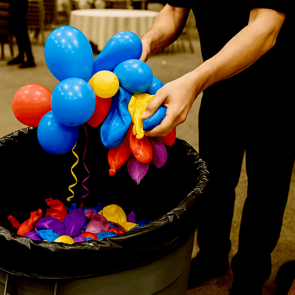 Wegwerpballonnen die na een evenement op de afvalberg eindigen