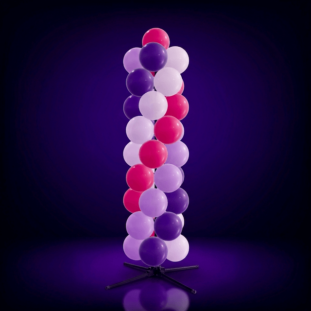 PilaMania standaard ballonpilaar met compacte paarse ballen in twistopbouw