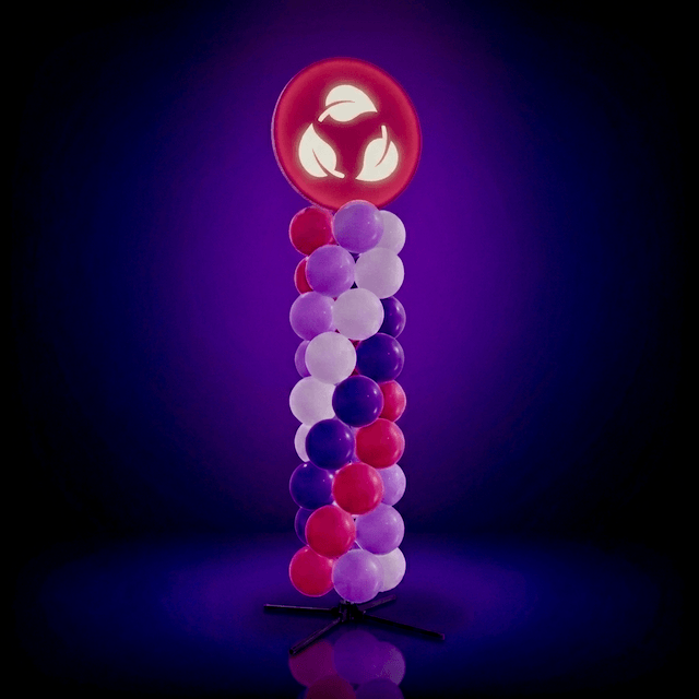 PilaMania ballonpilaar met verlicht LED-bord voor branding en merkuitstraling
