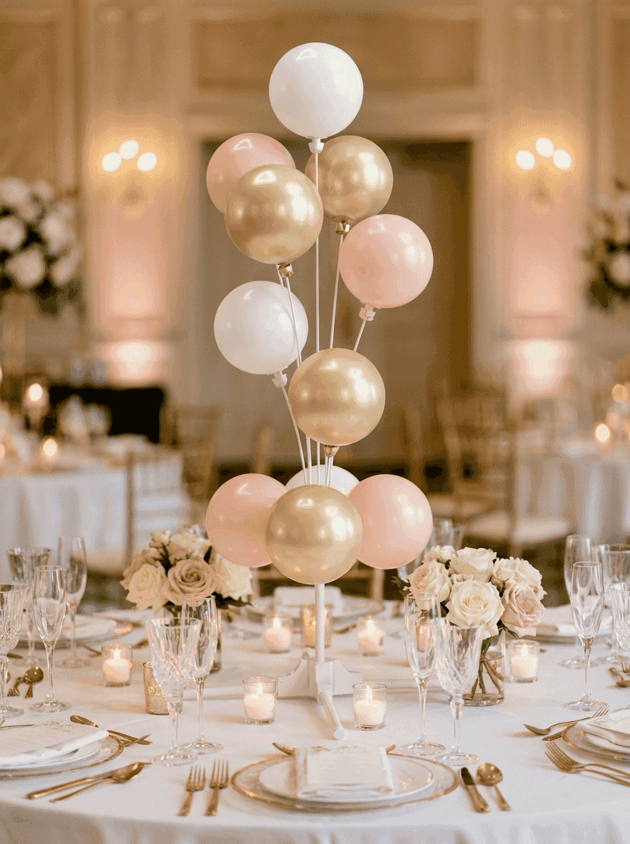 Ballonfontein als elegante blikvanger bij huwelijksreceptie